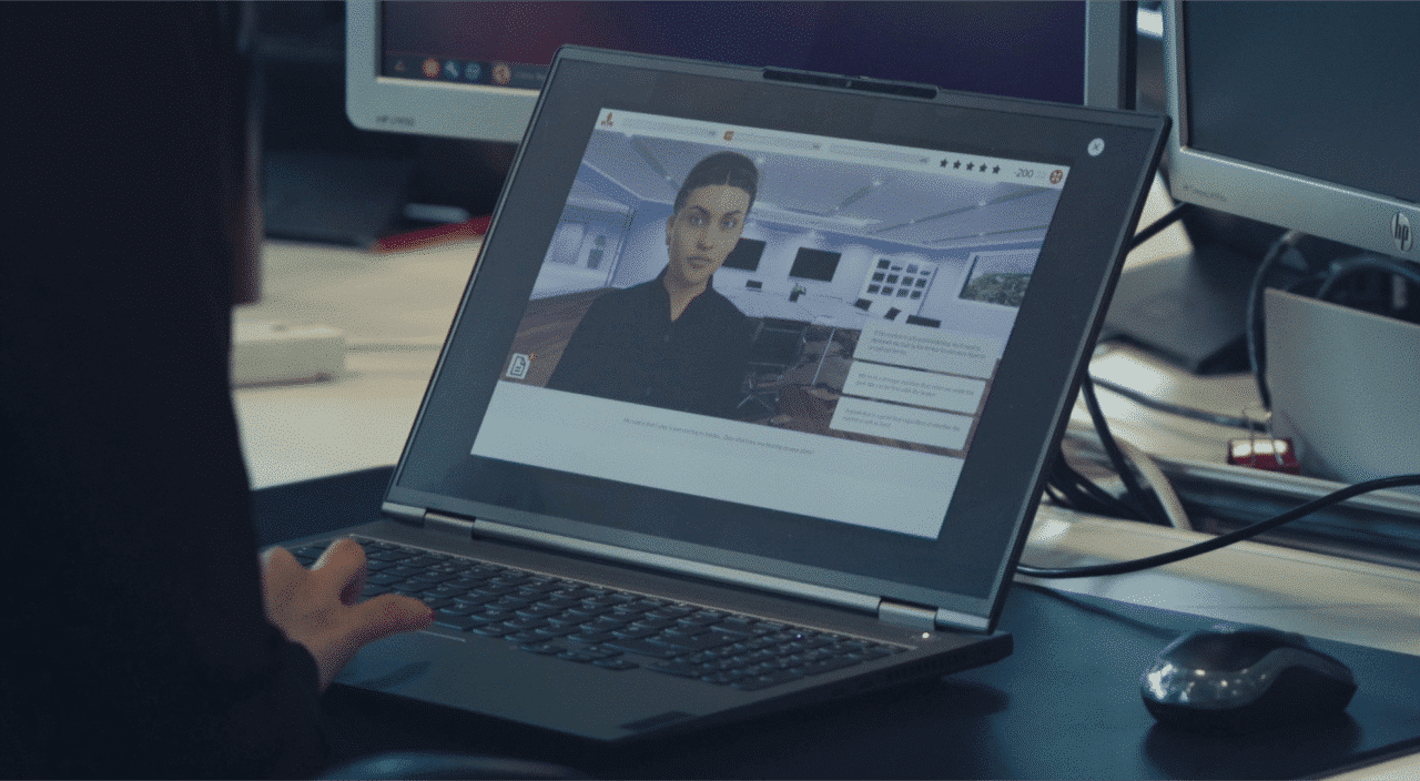 Hiscox attensi game on a laptop