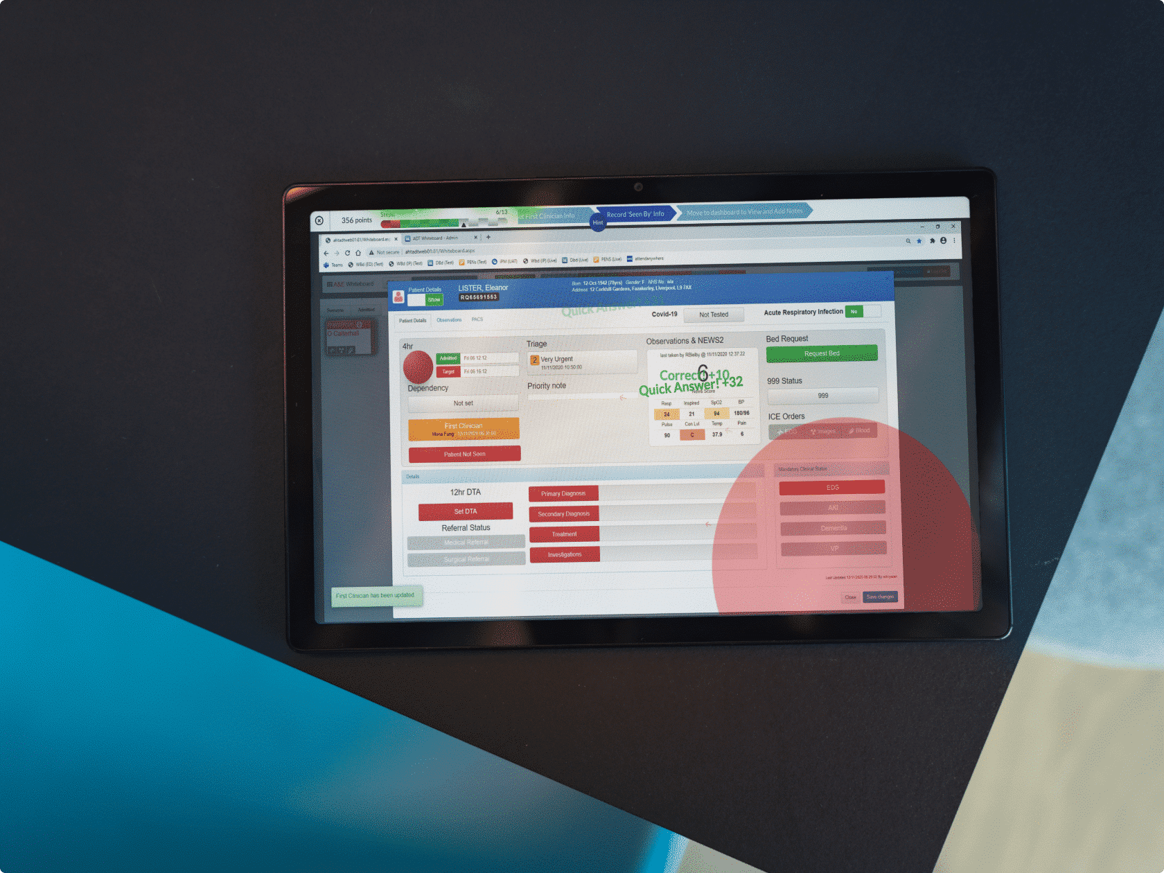 attensi process on an ipad