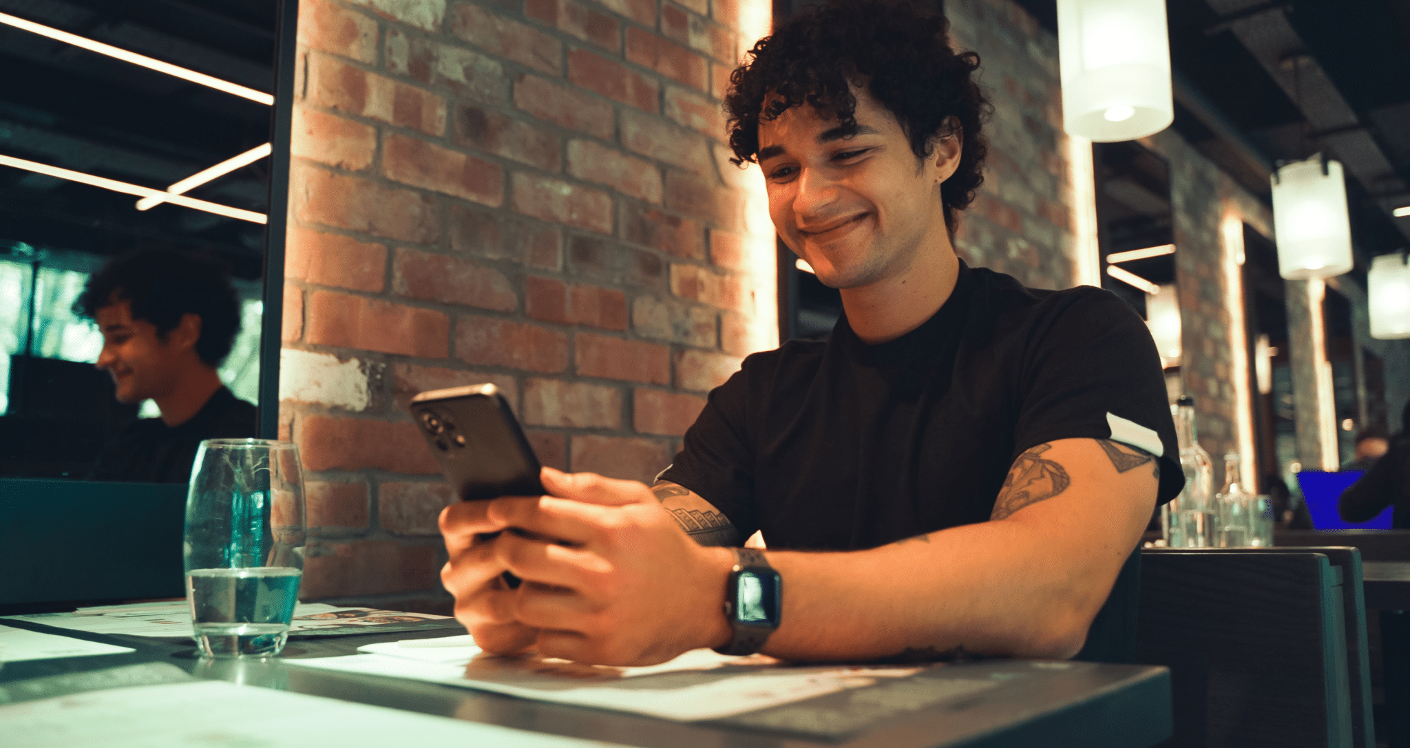 employee playing skills on mobile